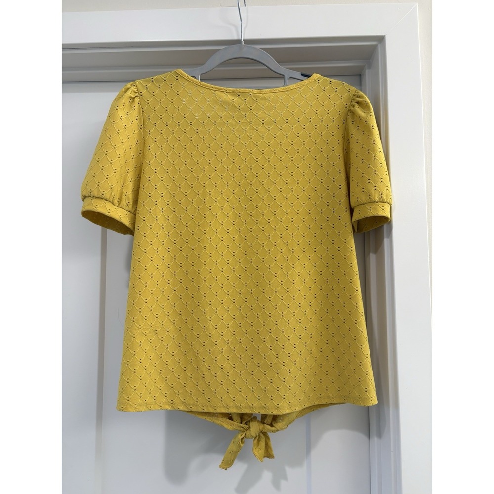 Carmen Marc Valvo Retro 70's Knit Classic Scoop Short‎ Sleeve Tie Front Size M - Picture 2 of 3